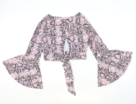 Womens UK Size S Preworn Pink Cropped Blouse