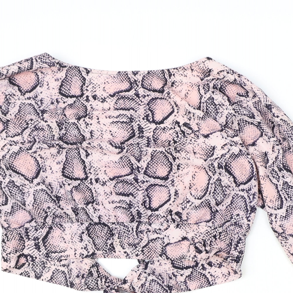Womens UK Size S Preworn Pink Cropped Blouse