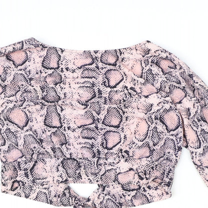 Womens UK Size S Preworn Pink Cropped Blouse