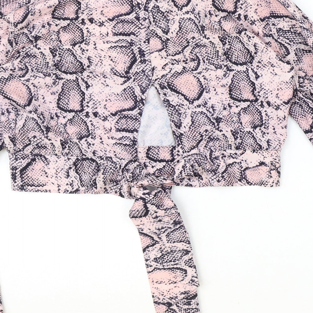 Womens UK Size S Preworn Pink Cropped Blouse