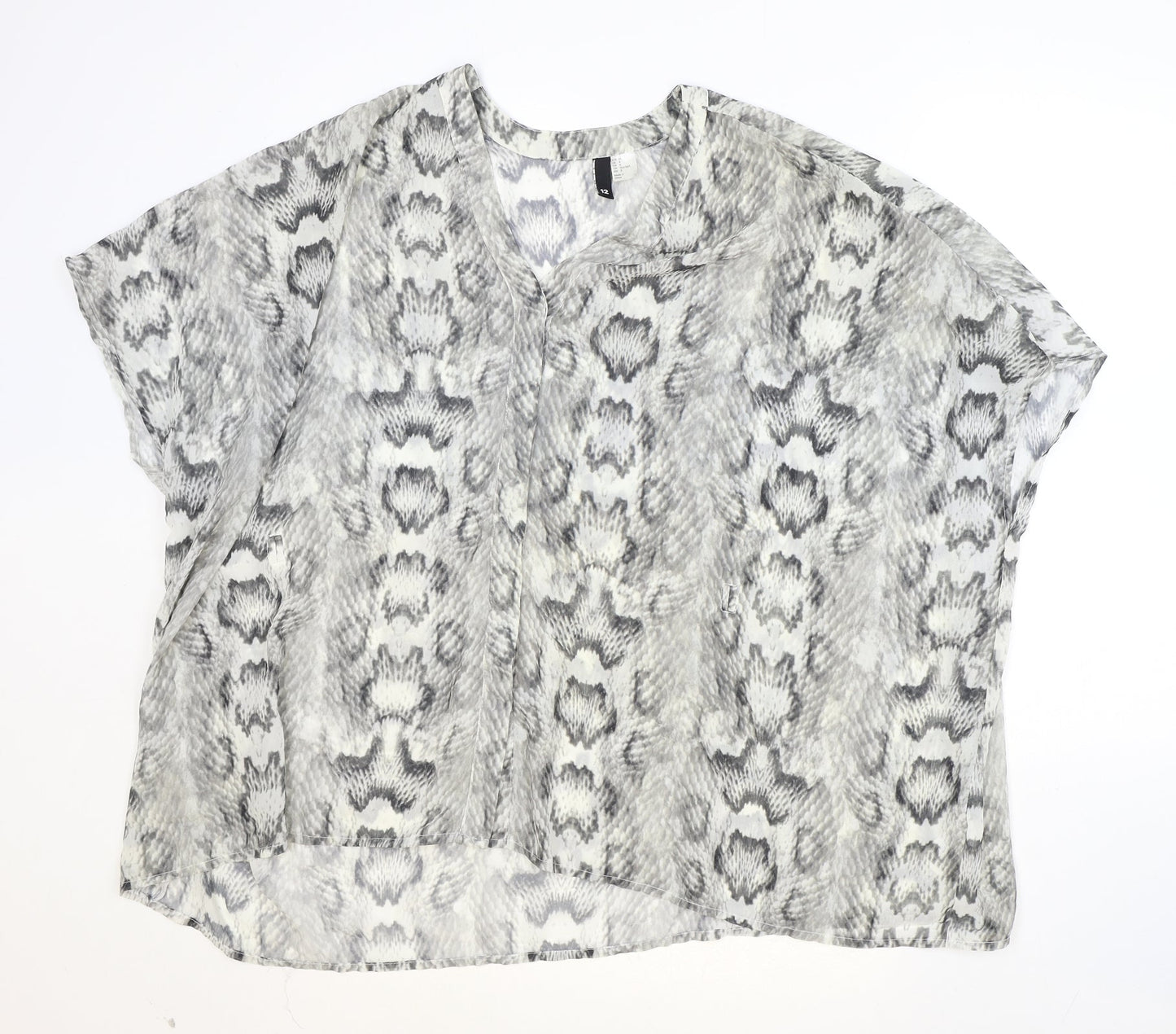 Womens UK Size 12 H&M Grey Basic Blouse