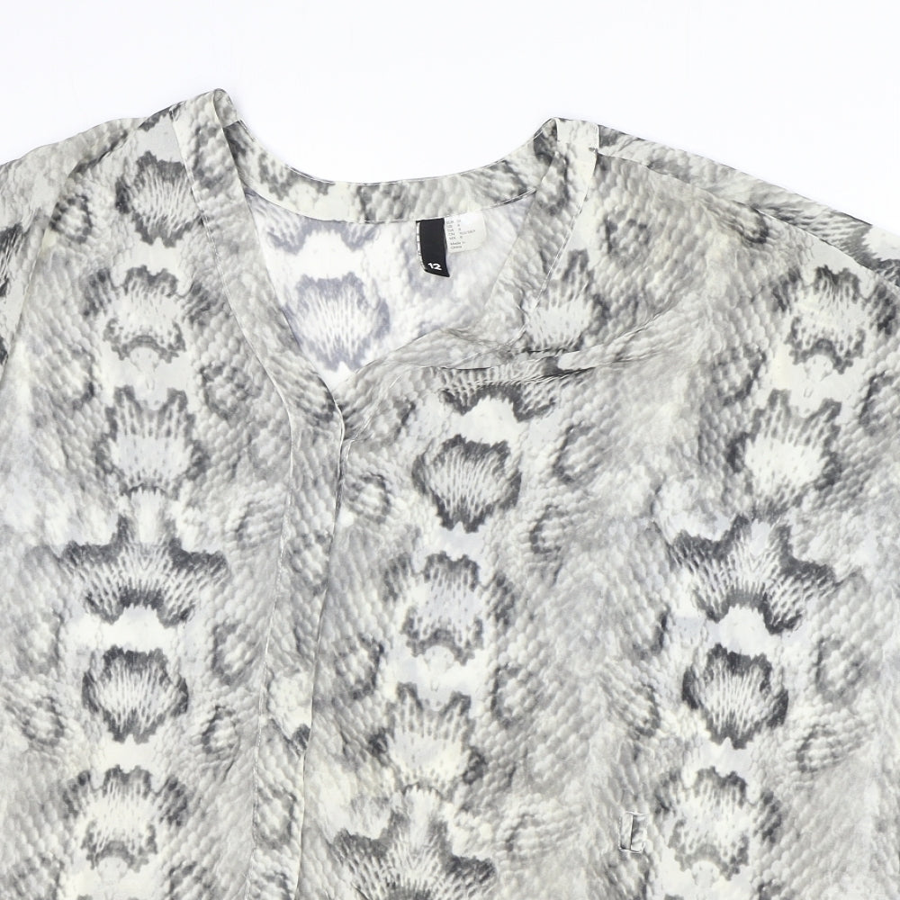 Womens UK Size 12 H&M Grey Basic Blouse