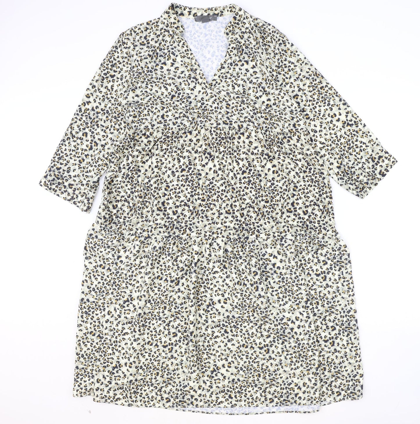 Primark Womens Brown Animal Print Polyester A-Line Size 10 V-Neck Pullover - Leopard Pattern