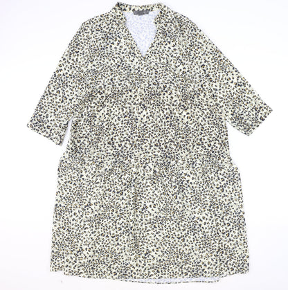 Primark Womens Brown Animal Print Polyester A-Line Size 10 V-Neck Pullover - Leopard Pattern