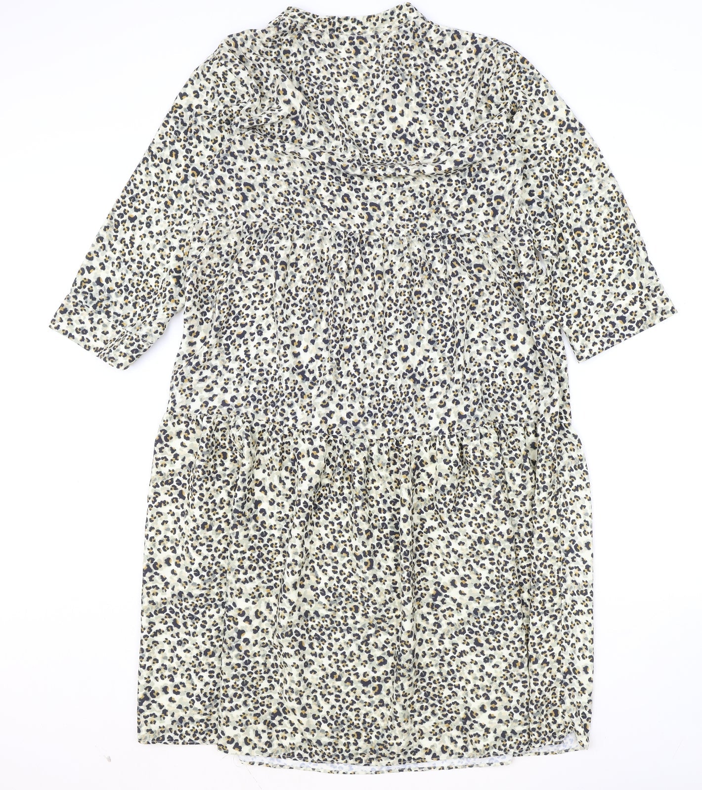 Primark Womens Brown Animal Print Polyester A-Line Size 10 V-Neck Pullover - Leopard Pattern