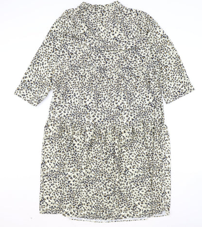 Primark Womens Brown Animal Print Polyester A-Line Size 10 V-Neck Pullover - Leopard Pattern