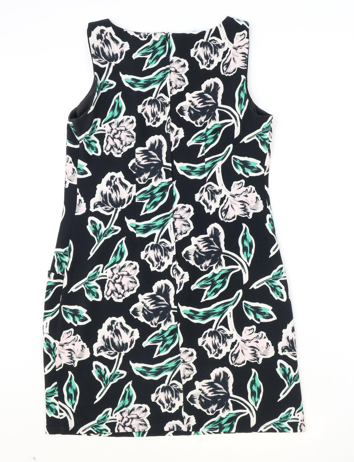Dorothy Perkins Womens Black Floral Polyester Pencil Dress Size 12 Round Neck Zip