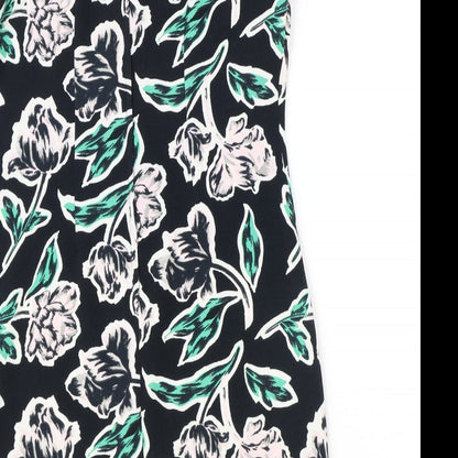 Dorothy Perkins Womens Black Floral Polyester Pencil Dress Size 12 Round Neck Zip