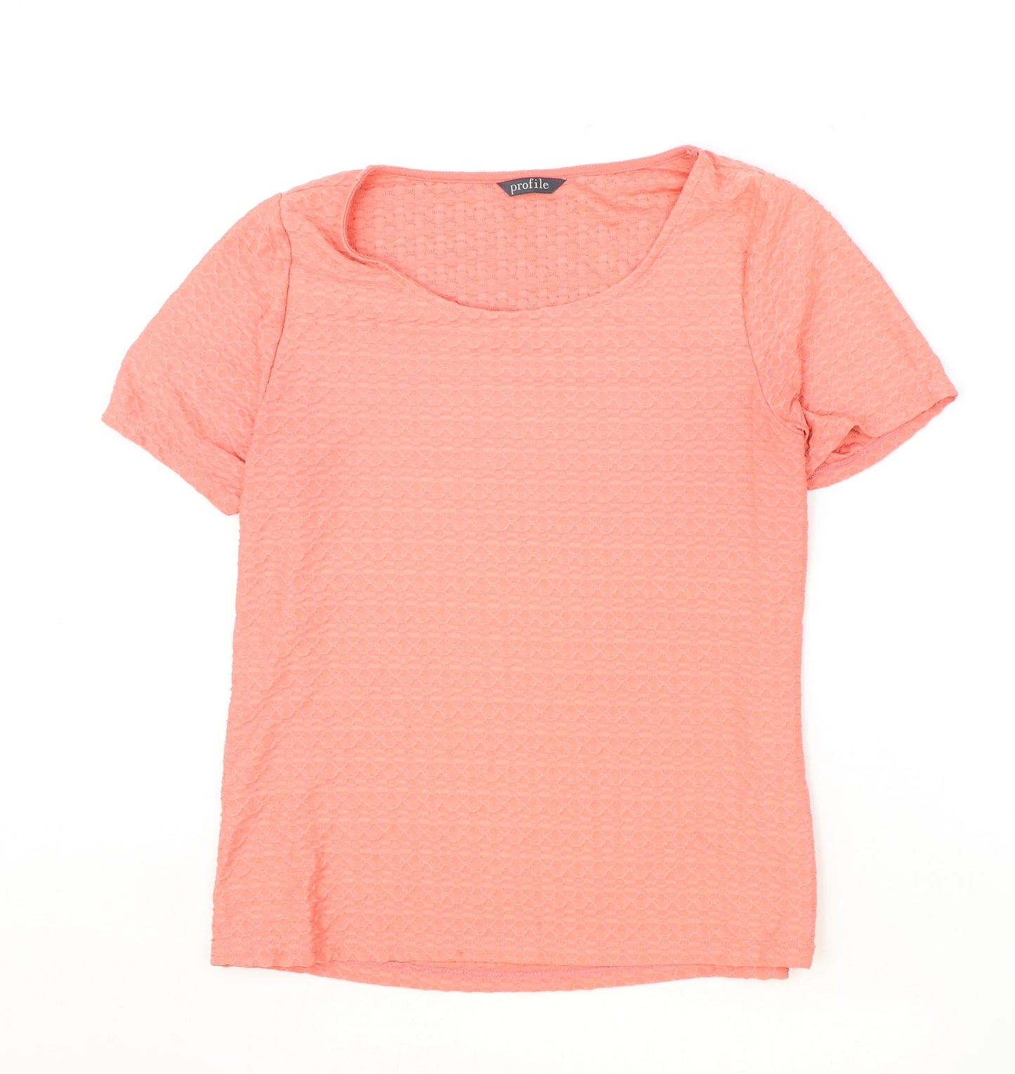 Womens UK Size 14 Profile Pink Basic T-Shirt