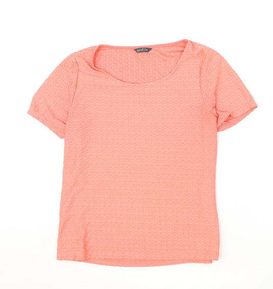 Womens UK Size 14 Profile Pink Basic T-Shirt