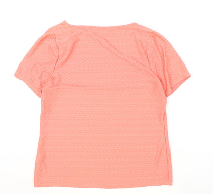 Womens UK Size 14 Profile Pink Basic T-Shirt