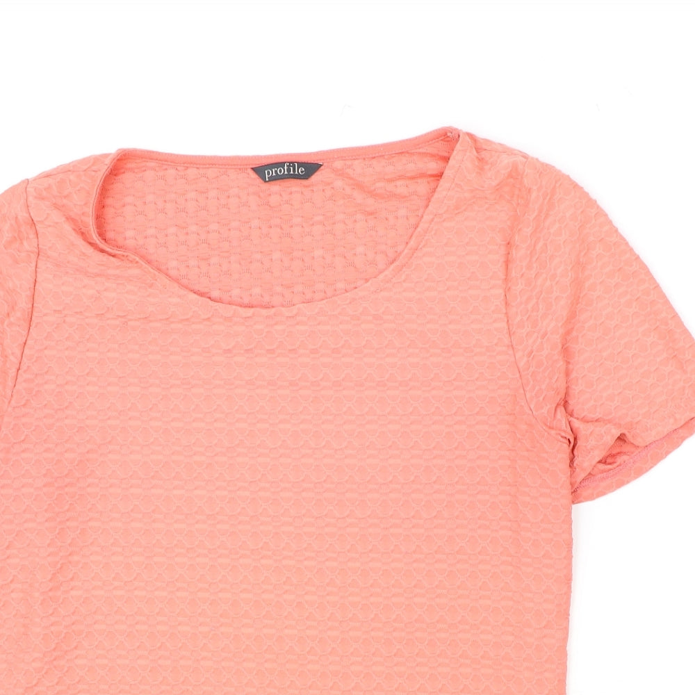 Womens UK Size 14 Profile Pink Basic T-Shirt