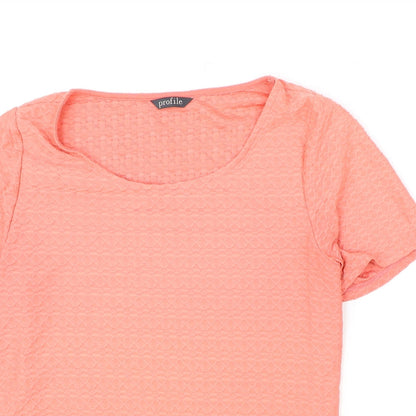 Womens UK Size 14 Profile Pink Basic T-Shirt