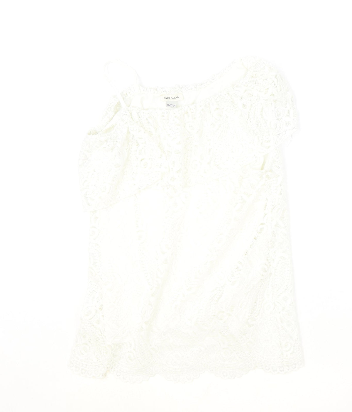 Additional front view of River Island girls’ ivory polyester basic blouse, size 11-12, years off the shoulder pullover