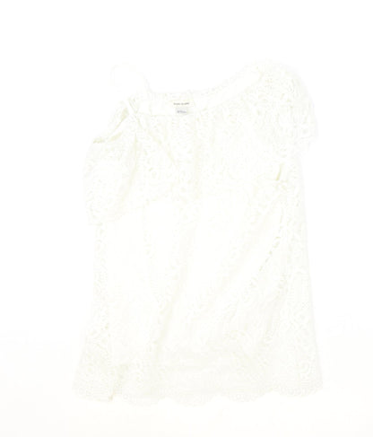 Additional front view of River Island girls’ ivory polyester basic blouse, size 11-12, years off the shoulder pullover