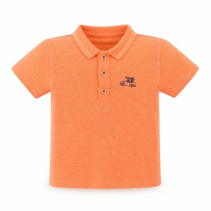 TU Boys Orange Polyester Basic Polo Size 18-24 Months Collared Button - Car