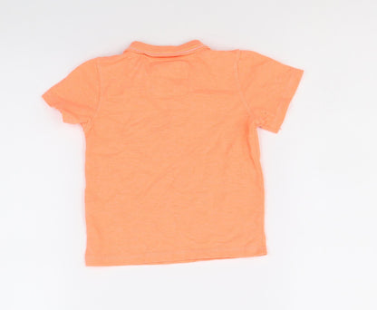 TU Boys Orange Polyester Basic Polo Size 18-24 Months Collared Button - Car