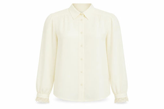 Koret Womens Ivory Polyester Basic Button-Up Size 8 Collared