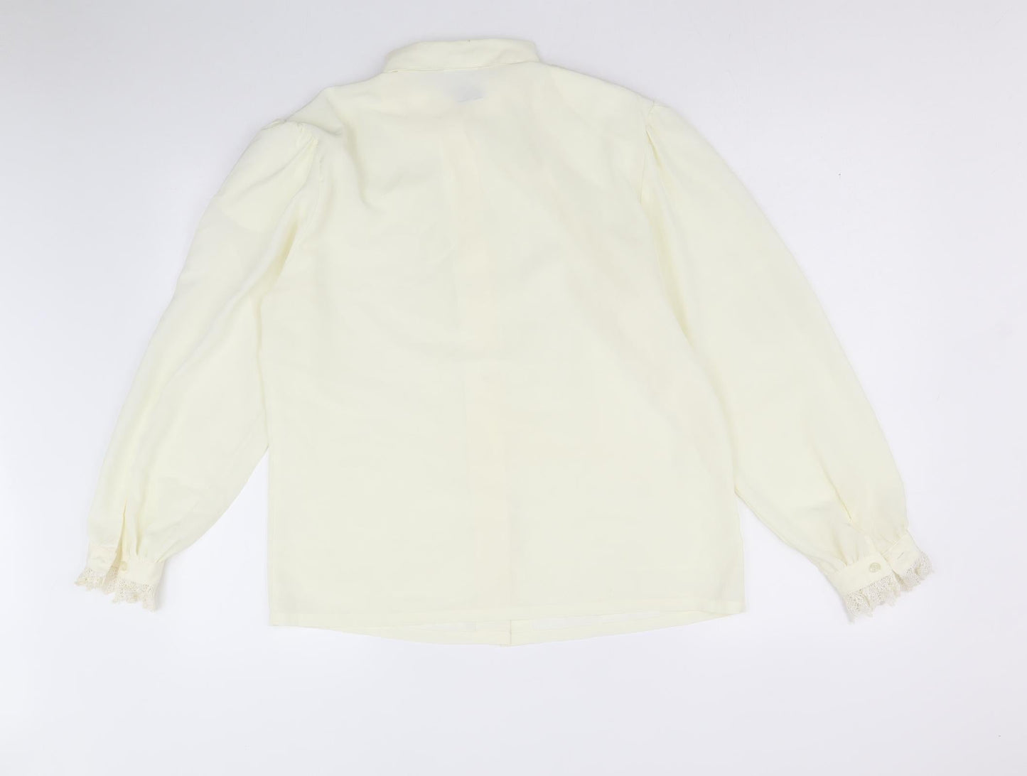 Koret Womens Ivory Polyester Basic Button-Up Size 8 Collared