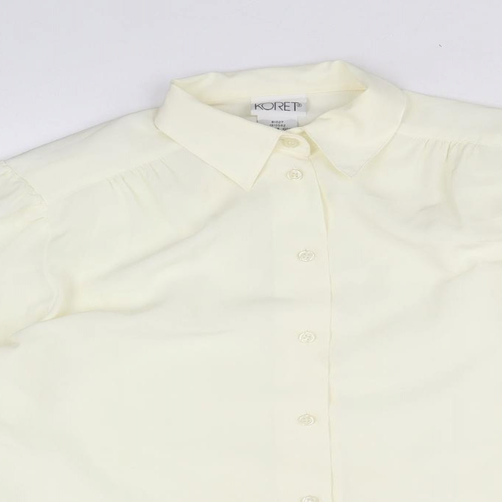 Koret Womens Ivory Polyester Basic Button-Up Size 8 Collared
