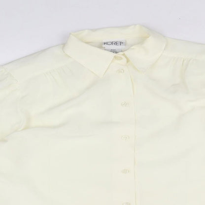 Koret Womens Ivory Polyester Basic Button-Up Size 8 Collared