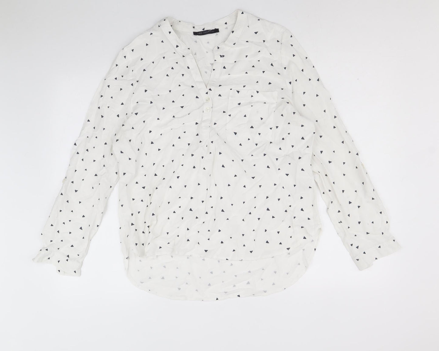 Womens UK Size 14 Marks and Spencer White Basic Button-Up