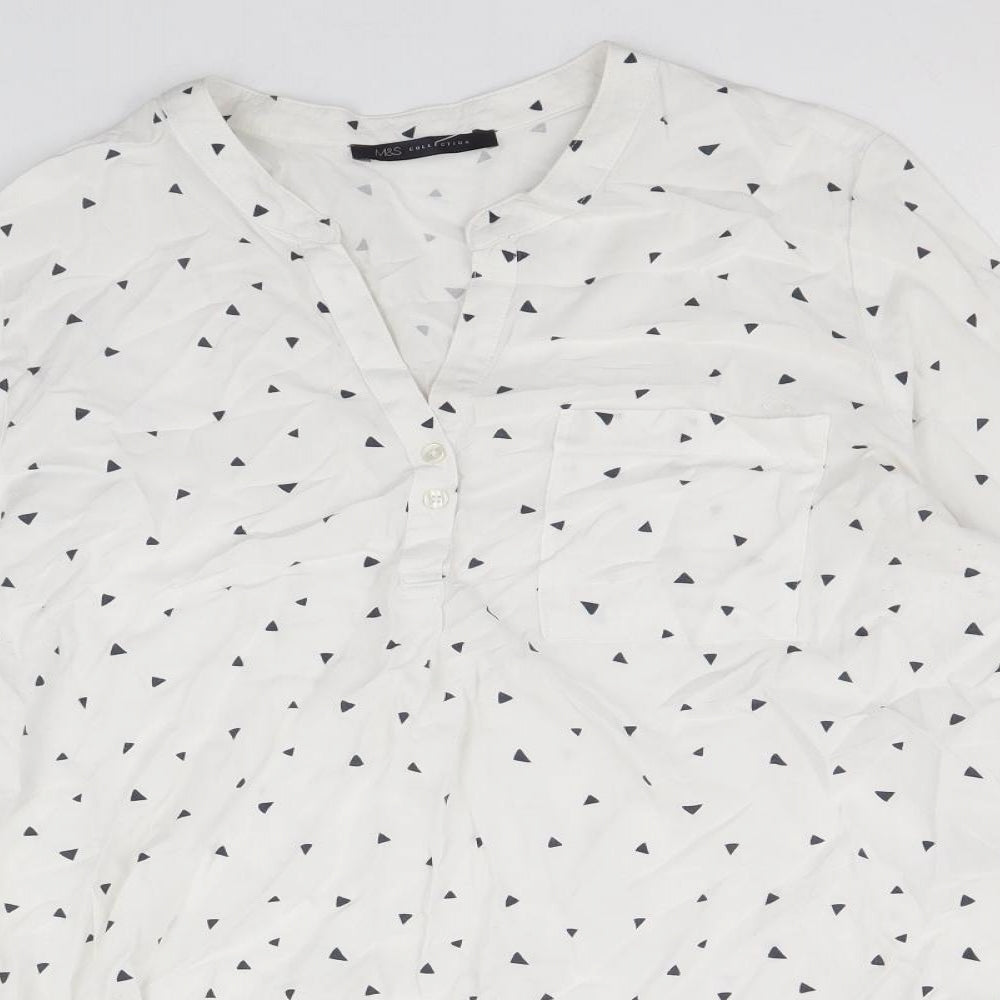 Womens UK Size 14 Marks and Spencer White Basic Button-Up