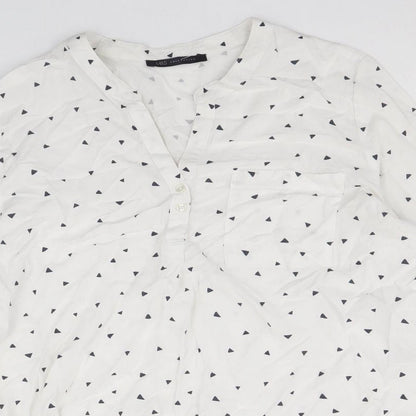 Womens UK Size 14 Marks and Spencer White Basic Button-Up