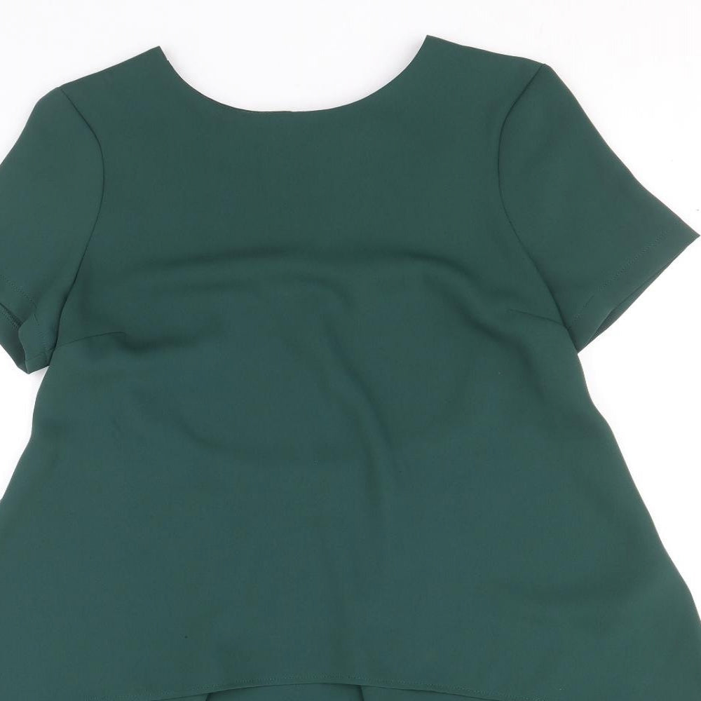 Womens UK Size 8 Topshop Green Basic Blouse