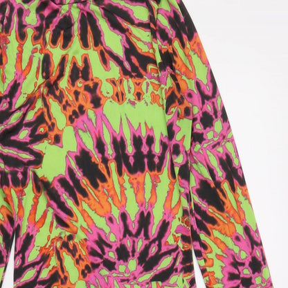 PRETTYLITTLETHING Womens Multicoloured Geometric Viscose Bodycon Size 6 Mock Neck Pullover