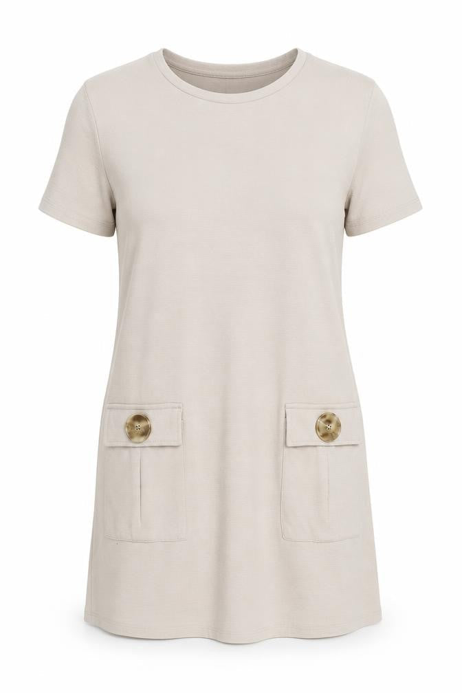 Zara Womens Beige Polyester A-Line Size S Round Neck Pullover