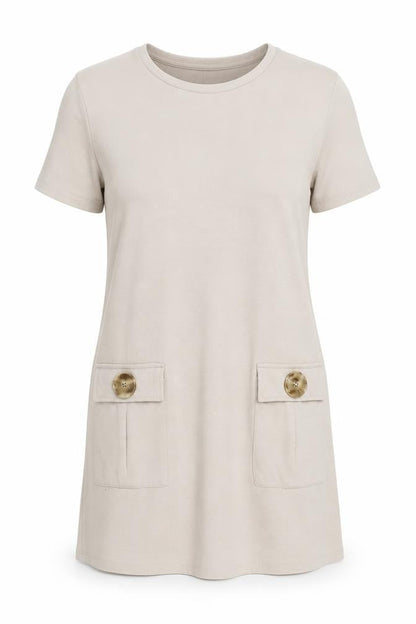 Zara Womens Beige Polyester A-Line Size S Round Neck Pullover