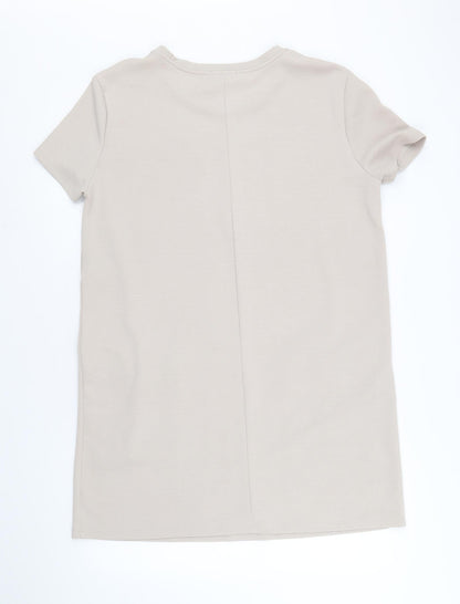 Zara Womens Beige Polyester A-Line Size S Round Neck Pullover
