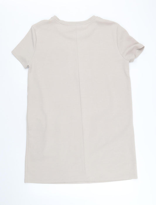 Zara Womens Beige Polyester A-Line Size S Round Neck Pullover