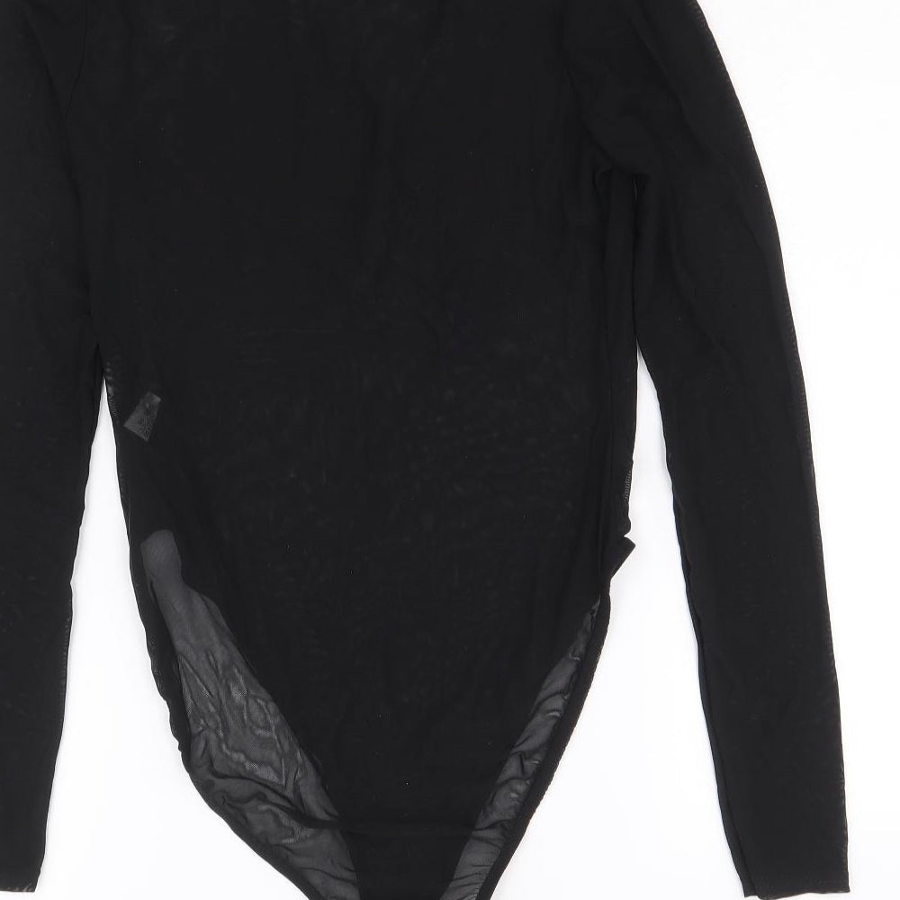 Edge Street Womens Black Polyester Bodysuit One-Piece Size 10 Snap - Floral Detail