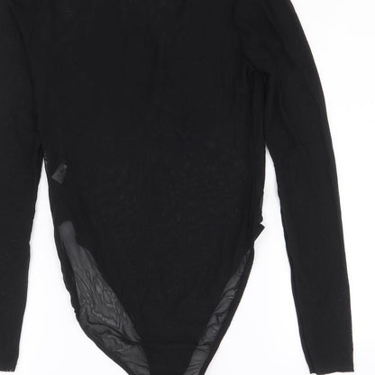 Edge Street Womens Black Polyester Bodysuit One-Piece Size 10 Snap - Floral Detail