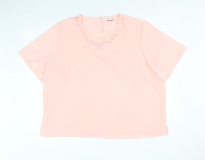 Ridella Womens Pink Polyester Basic T-Shirt Size 16 Round Neck