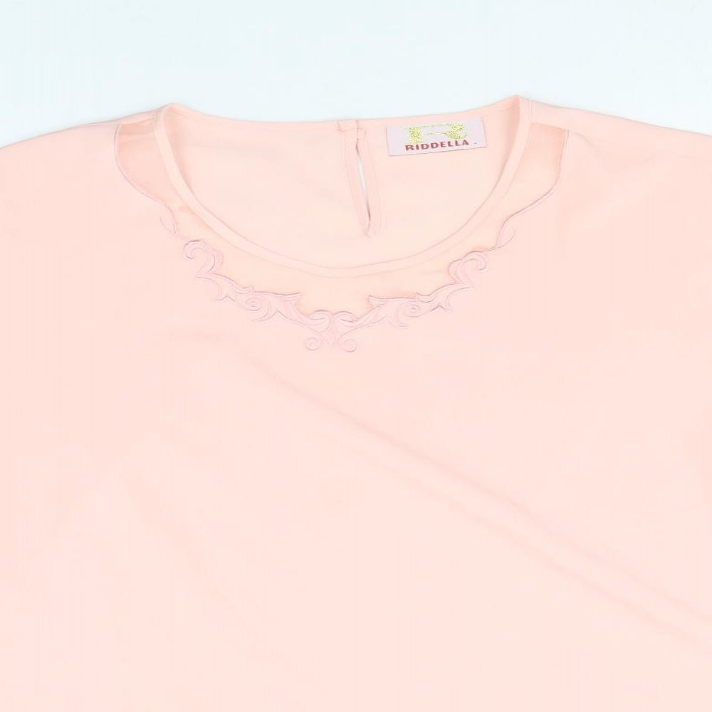 Ridella Womens Pink Polyester Basic T-Shirt Size 16 Round Neck