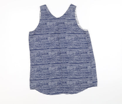 NEXT Womens Blue Striped Polyester Basic Tank Size 6 V-Neck - Reversible