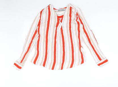 b.young Womens Multicoloured Striped Viscose Basic Blouse Size 12 V-Neck