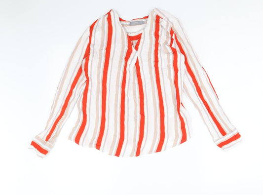 b.young Womens Multicoloured Striped Viscose Basic Blouse Size 12 V-Neck