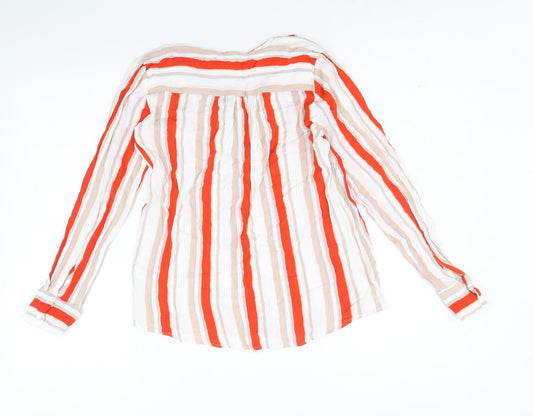 b.young Womens Multicoloured Striped Viscose Basic Blouse Size 12 V-Neck