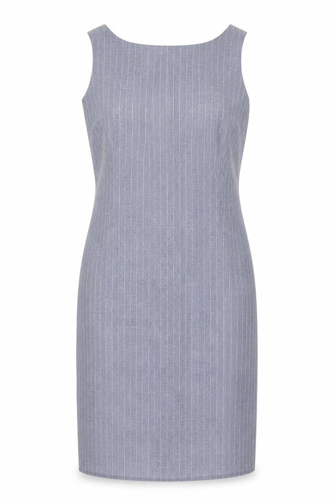 AMARANTO Womens Blue Striped Polyester A-Line Size 12 Round Neck Zip