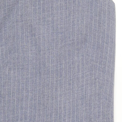 AMARANTO Womens Blue Striped Polyester A-Line Size 12 Round Neck Zip