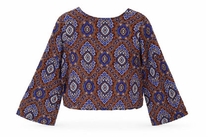Marks and Spencer Womens Multicoloured Geometric Viscose Basic Blouse Size 12 Round Neck