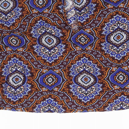 Marks and Spencer Womens Multicoloured Geometric Viscose Basic Blouse Size 12 Round Neck