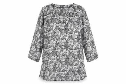 George Womens Black Floral Polyester Kaftan Size 10 V-Neck Pullover - Beach cover up