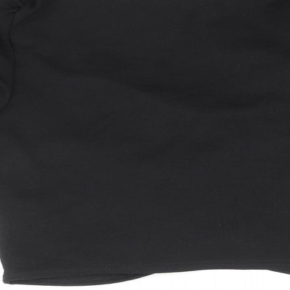 Boohoo Womens Black Polyacrylate Fibre Cropped T-Shirt Size 12 Scoop Neck - Front Ruched