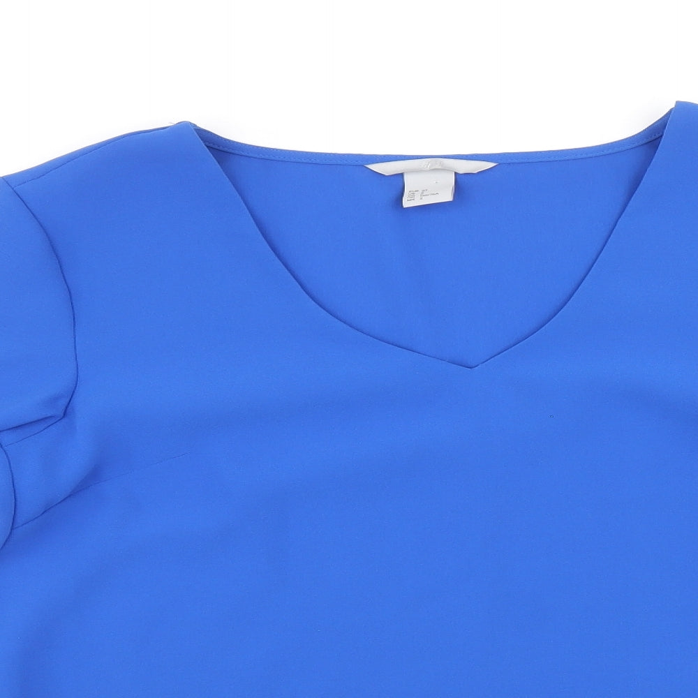 Womens UK Size 6 H&M Blue Basic Blouse