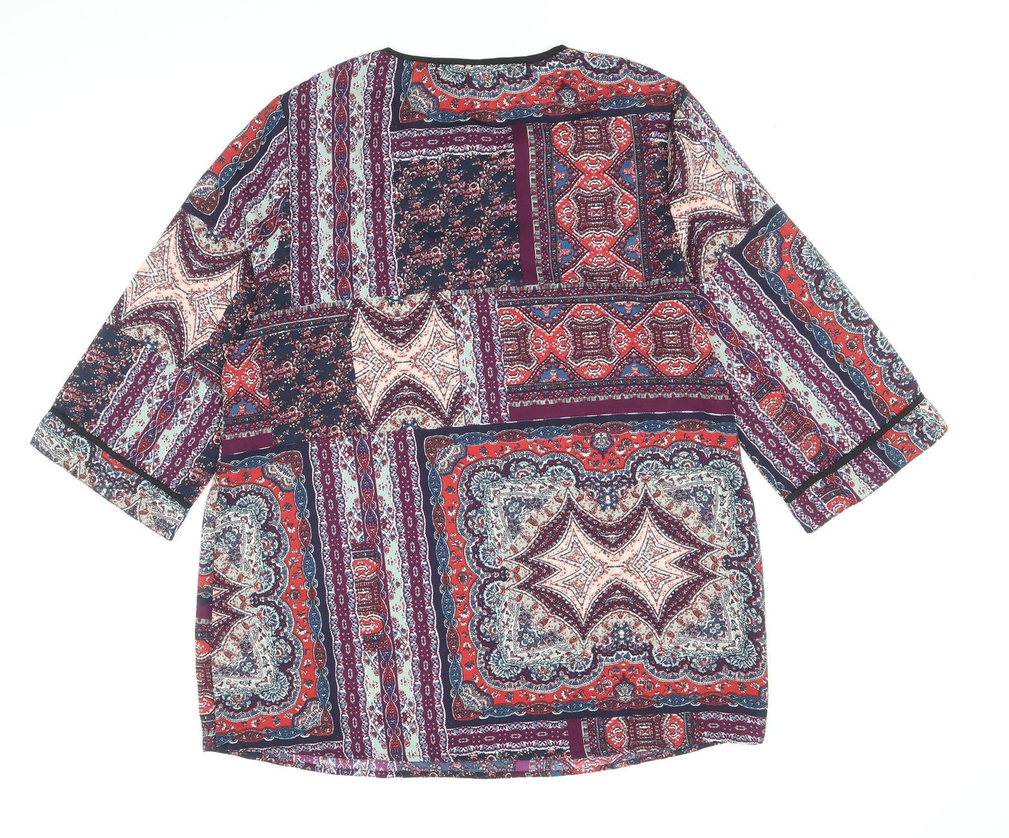 Cotton Traders Womens Multicoloured Geometric Polyester Shift Size 14 Scoop Neck Tie